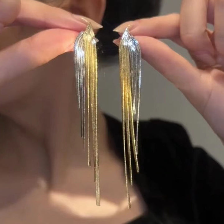Chain Long Tassel Earrings