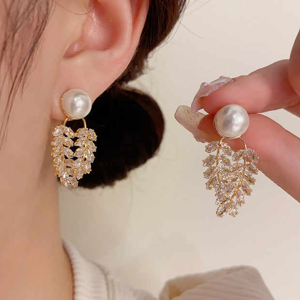 Pearl Leaf Earrings