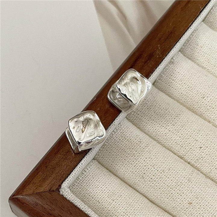 S925 Sterling Silver Vintage Square Earrings