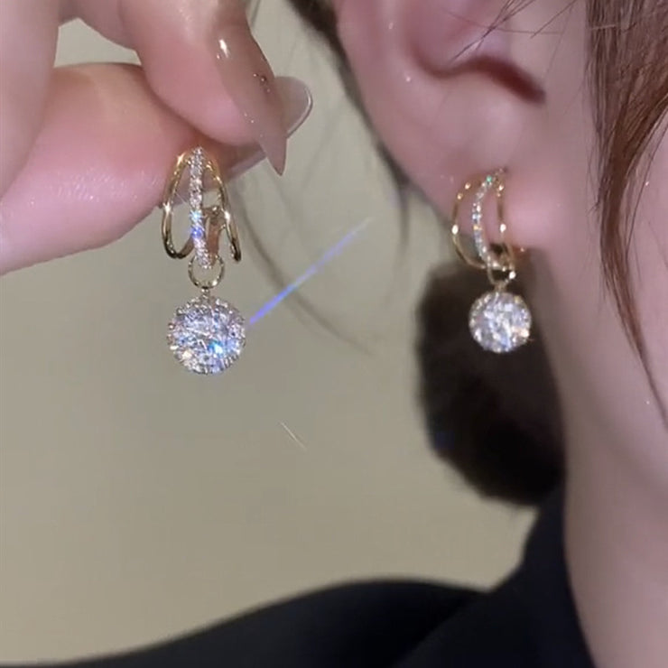 Triple Cutout Zircon Earrings