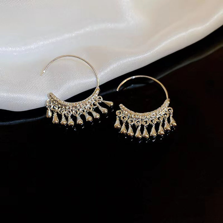 Circle Drop Tassel Earrings