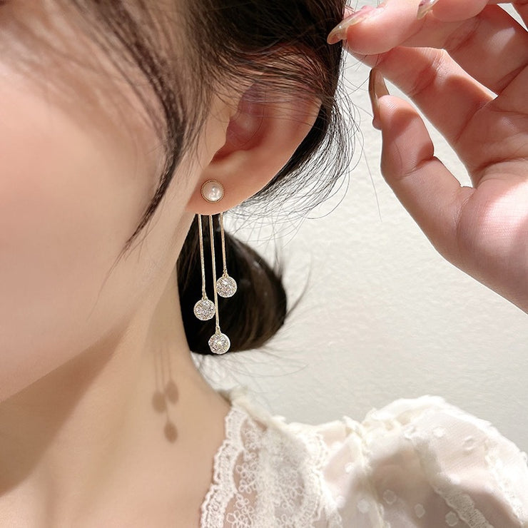 Elegant Zirconia Tassel Earrings