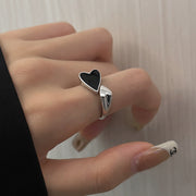 Black Heart Asymmetrical Ring