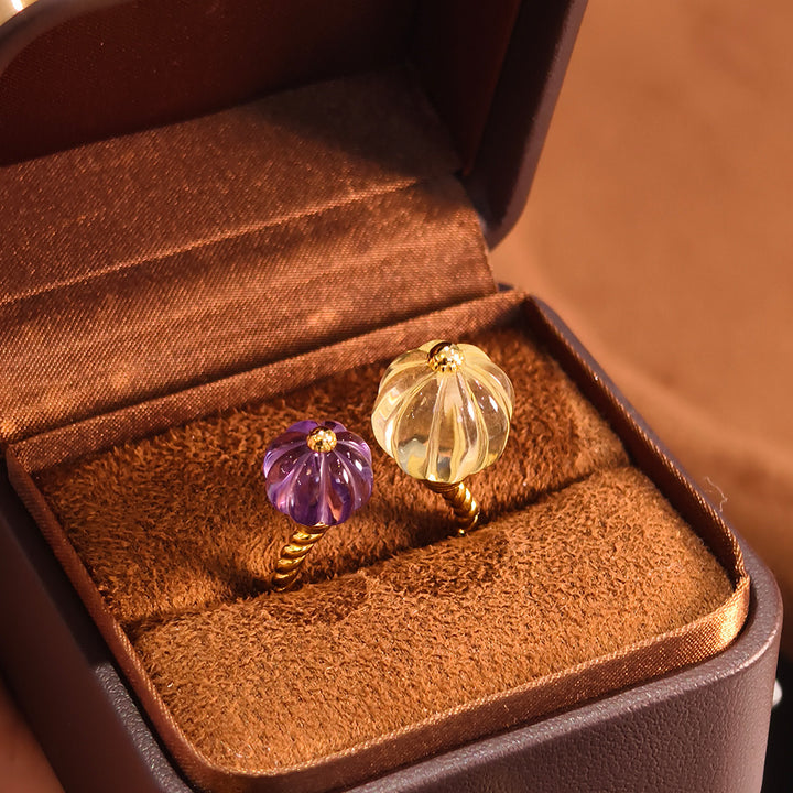 Dopamine Pumpkin Glass Adjustable Ring