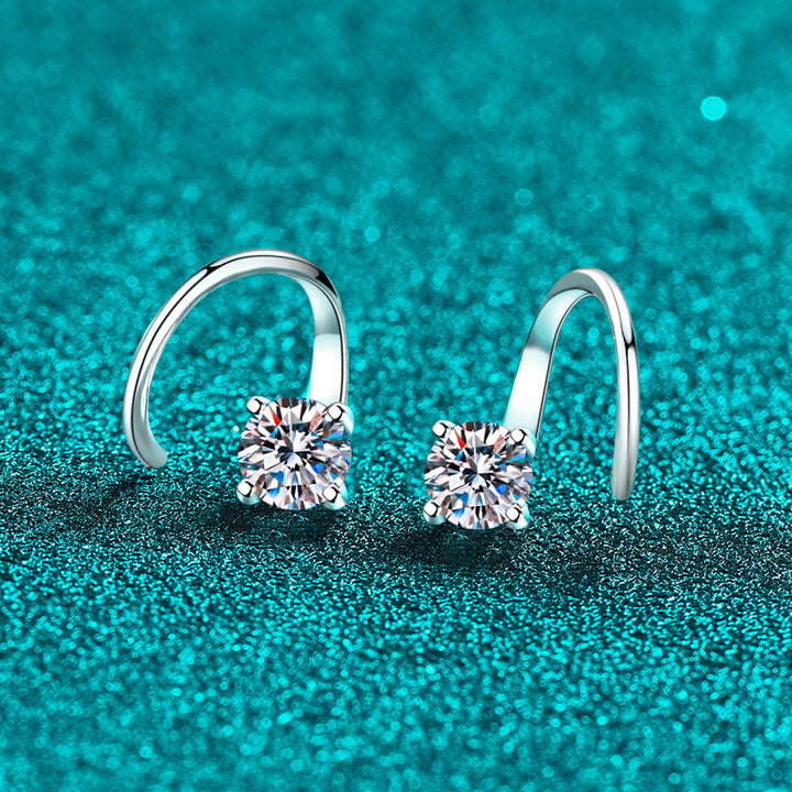 Round Moissanite Front-Back Hoop Earrings