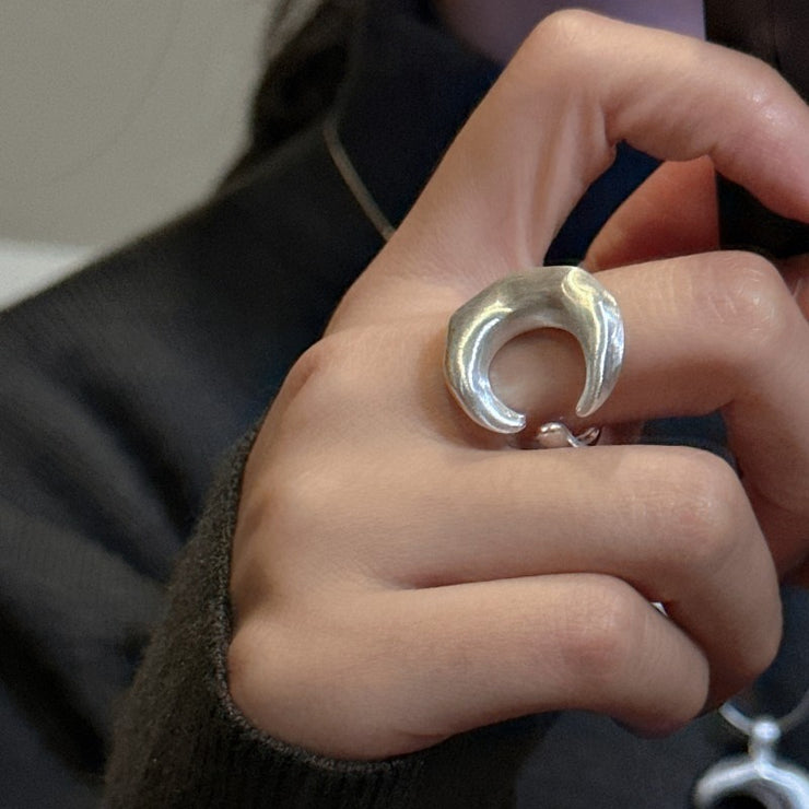 Frosted Curved Moon Ring