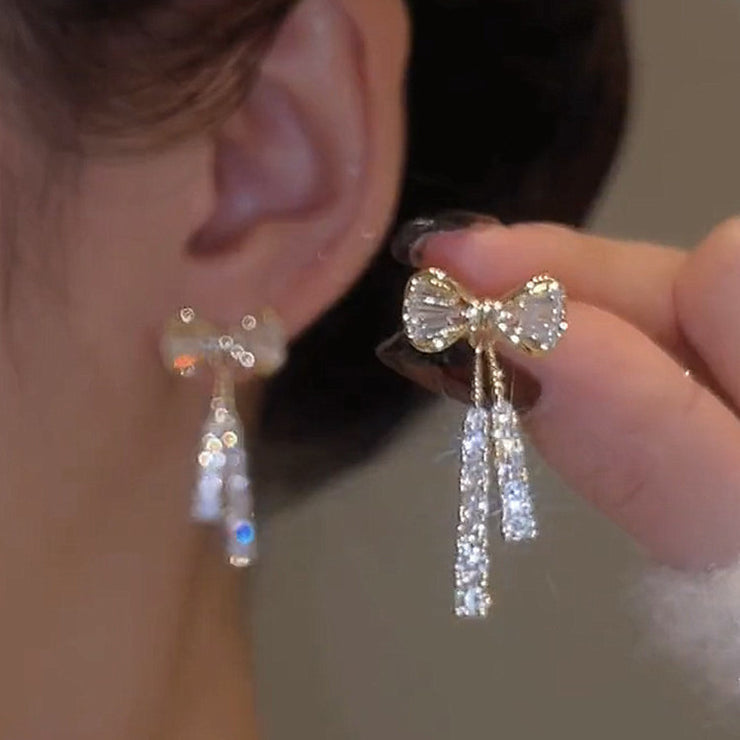 Ribbon Diamond Crystal Earrings
