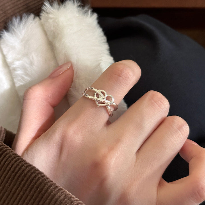 S925 Sterling Silver Intertwined Heart Ring