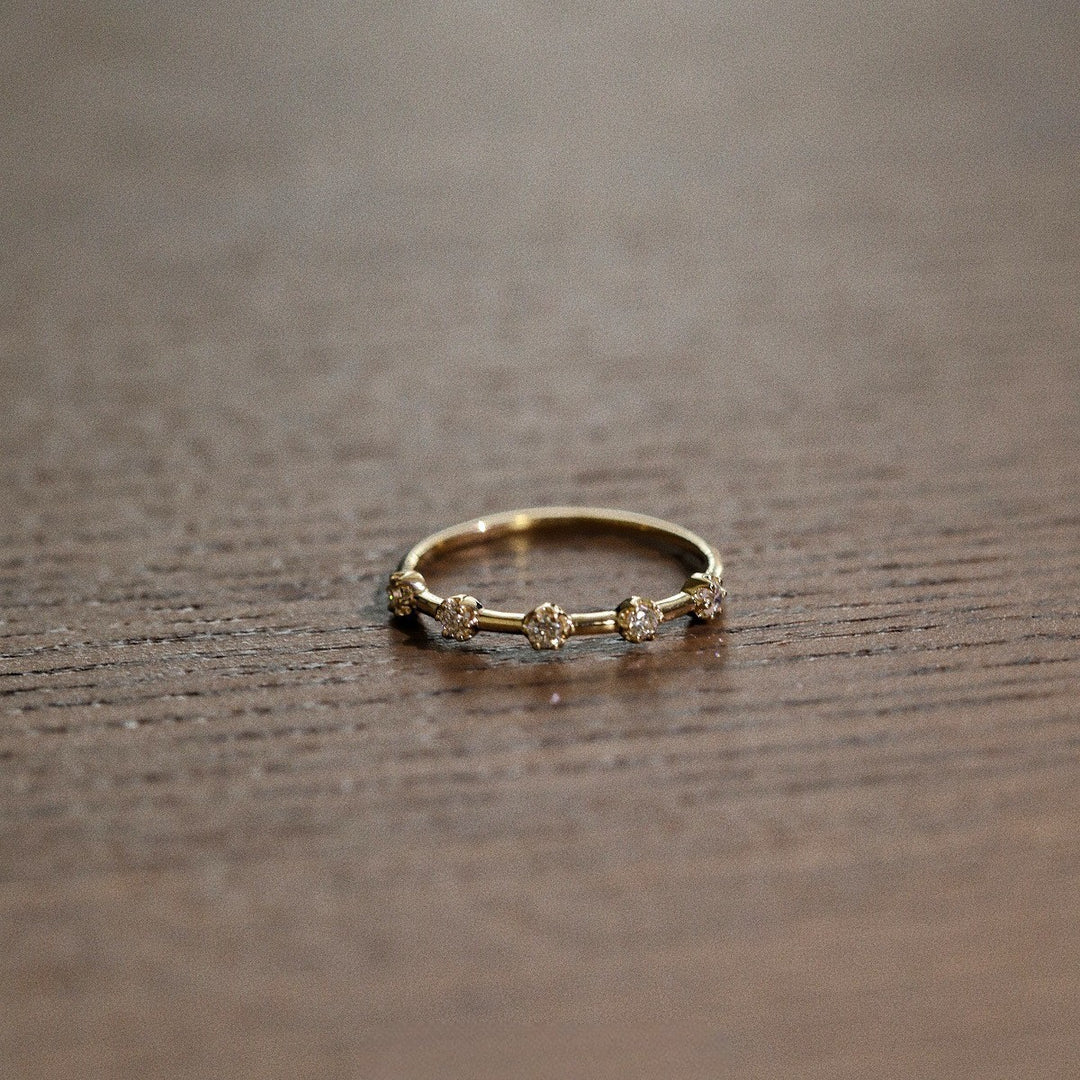 Dainty Floral Stackable Ring — Tiny Zircon Band | Gold / Silver | S925 Sterling Silver
