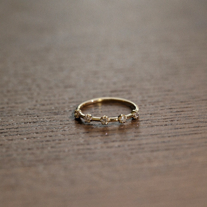 Dainty Floral Stackable Ring — Tiny Zircon Band | Gold / Silver | S925 Sterling Silver