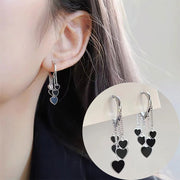 Black Heart Tassel Earrings