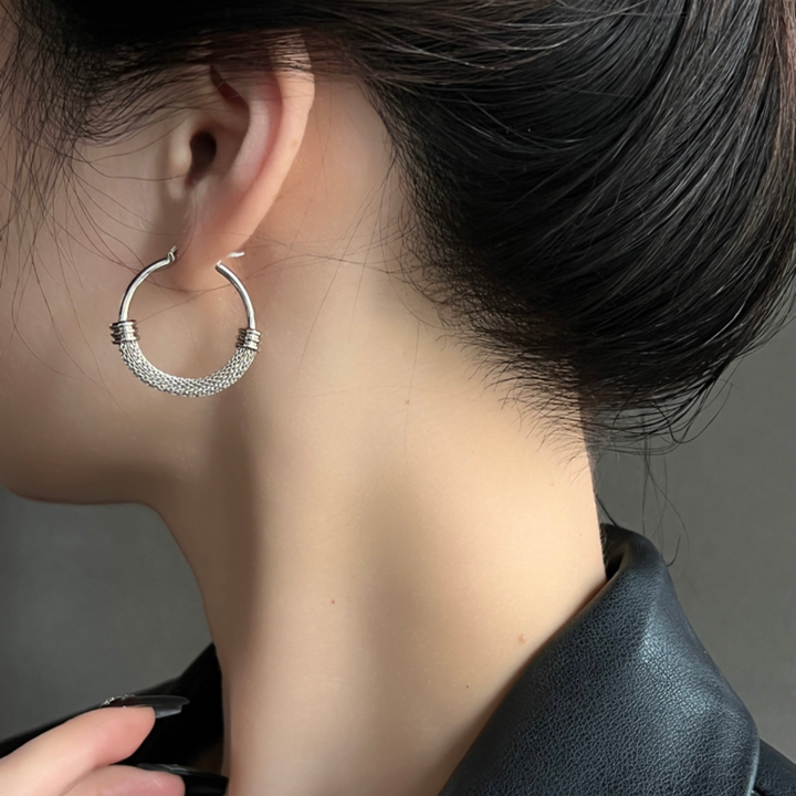 Vintage Mesh Patchwork Hoop Earrings