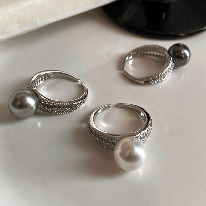 Vintage Sterling Silver Skeleton Pearl Ring