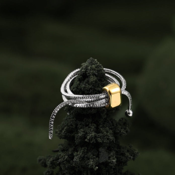 Multi-Layer Line Wrap Adjustable Ring