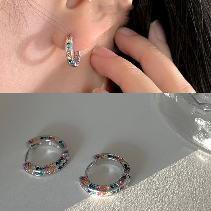 Colorful Zirconia Hoop Earrings