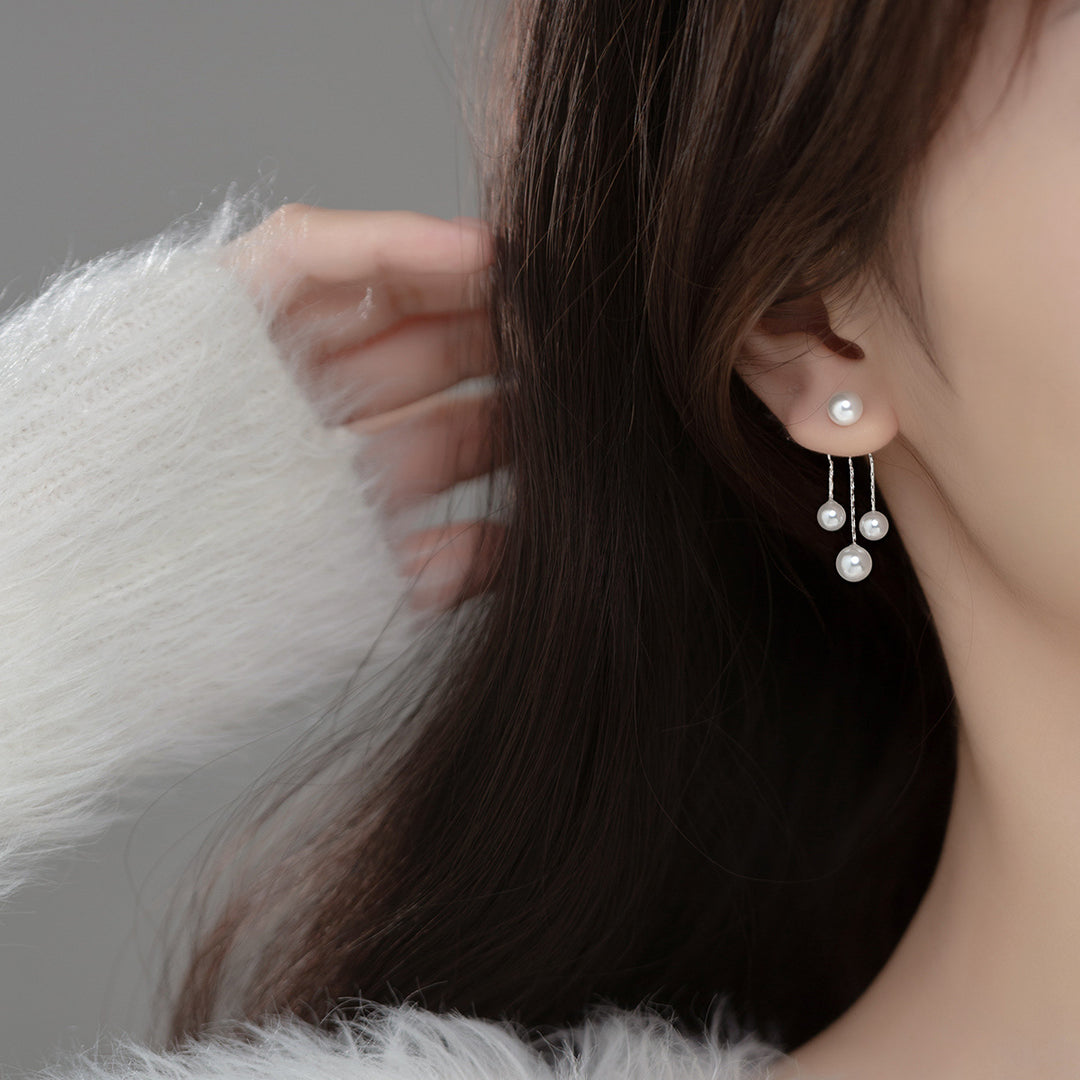 Sterling Silver Pearl Tassel Earring