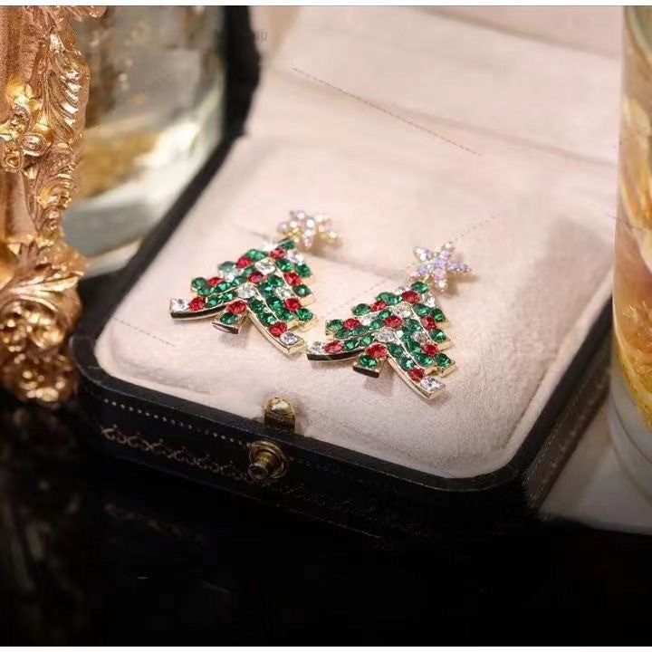 Colourful Christmas Tree Earrings