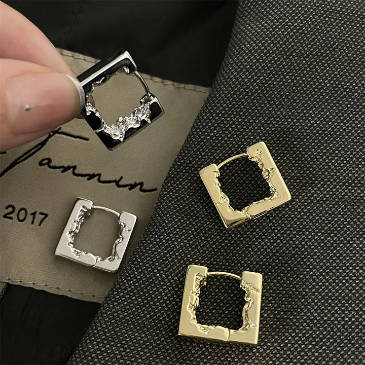 Square Eroded Hoop Earrings