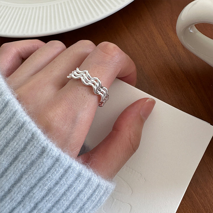 Sterling Silver Triple Wave Ring