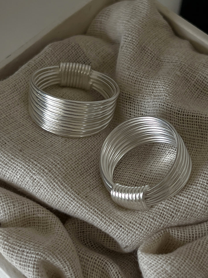 Multi-Layered Line Sterling Silver Ring