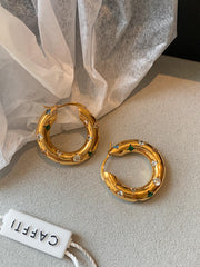 Vintage Colored Diamond Hoop Earrings