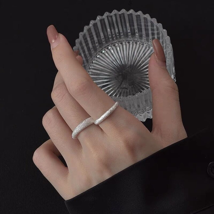 S925 Sterling Silver Frosted Star River Ring