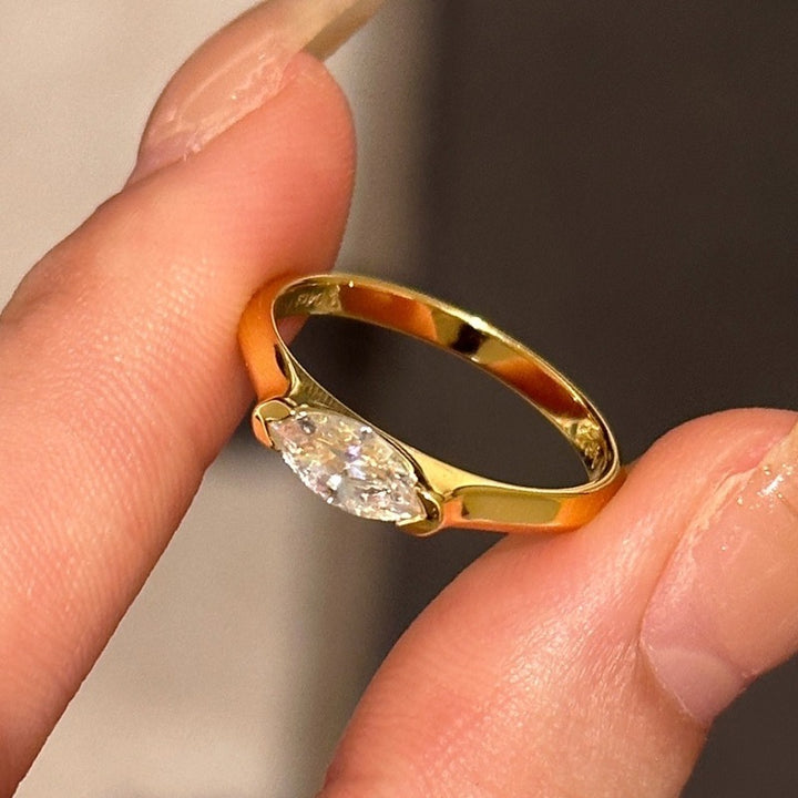 Horse Eye Zirconia S925 Sterling Silver Plated 18k Ring