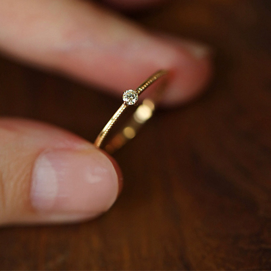 Minimal Solitaire Stackable Ring — Slim Band | Gold / Silver | S925 Sterling Silver