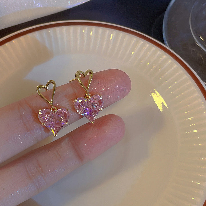 Double Layered Pink Heart Earrings