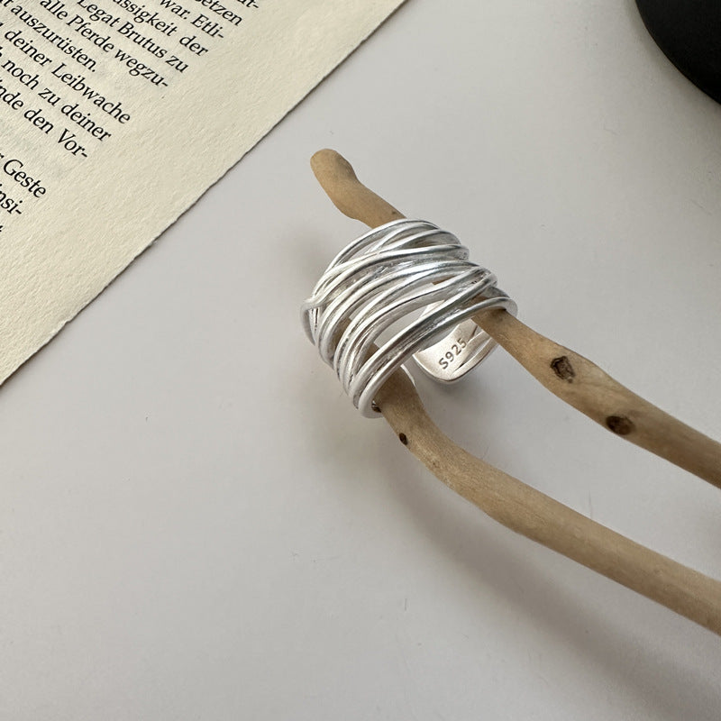 S925 Sterling Silver Line Wrap Ring