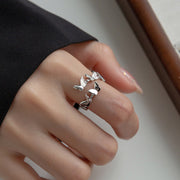 s925 sterling silver butterfly adjustable ring