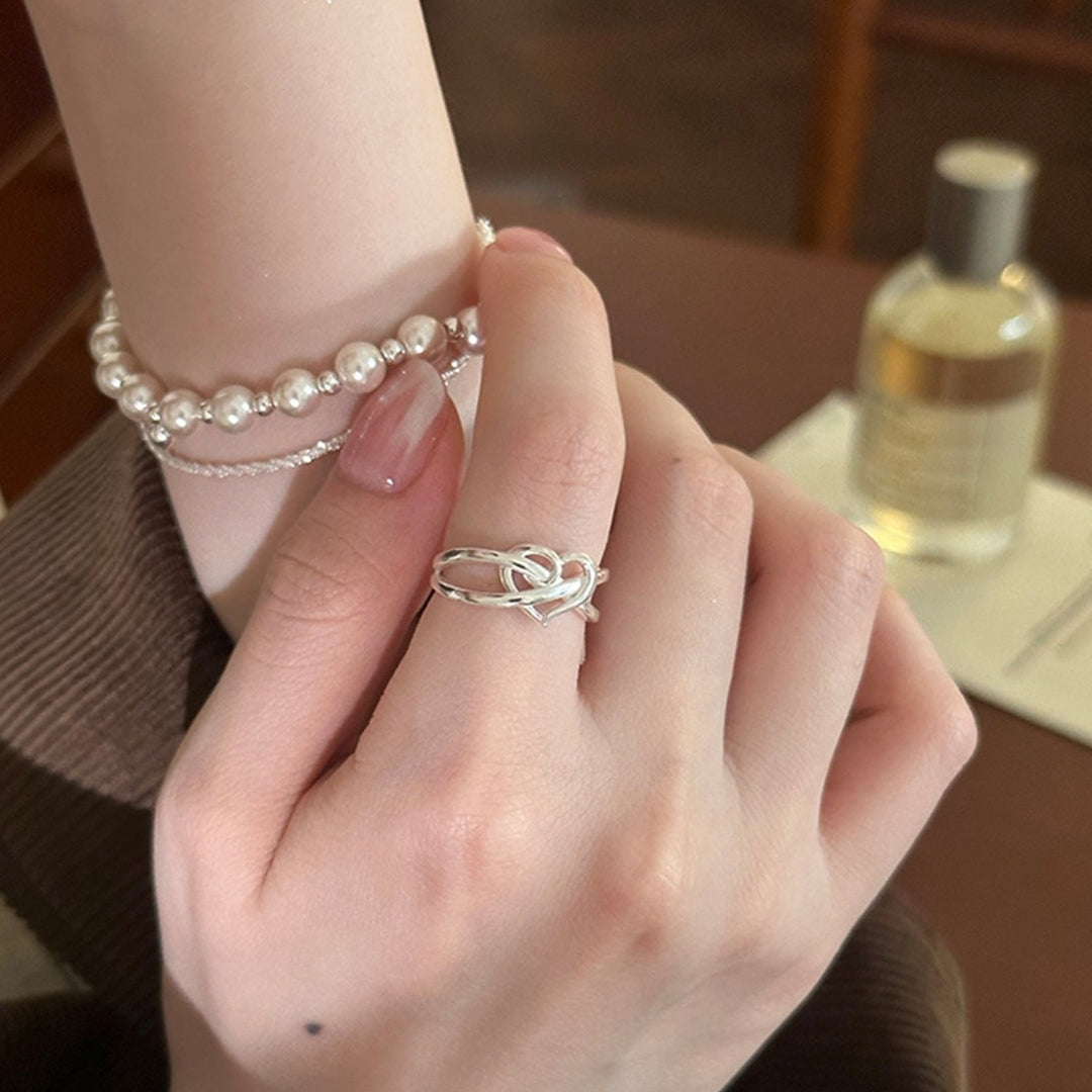 S925 Sterling Silver Intertwined Heart Ring