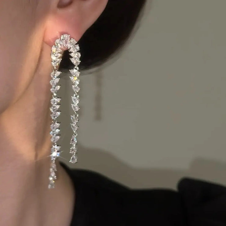 Diamond Zirconia Tassel Earrings