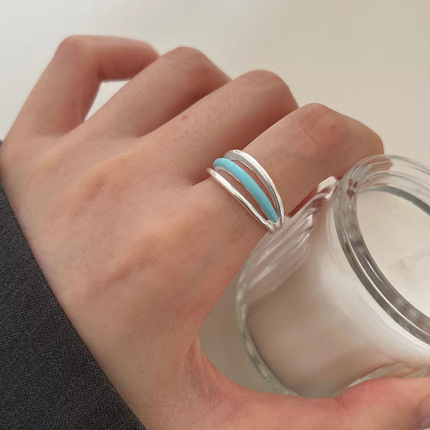 Blue Drip Glaze Ring