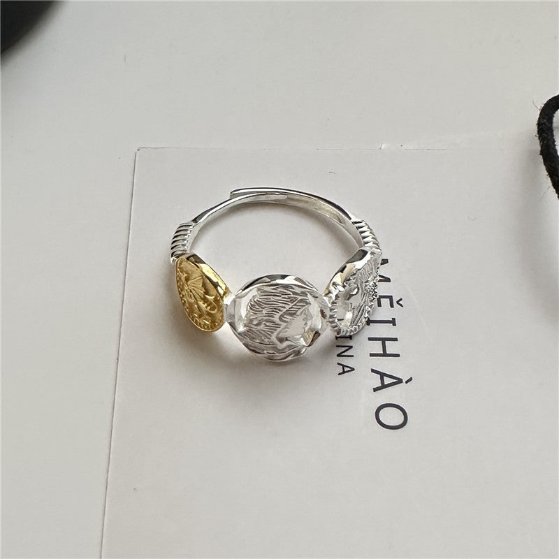 Sterling Silver Roman Antique Badge Coin Ring