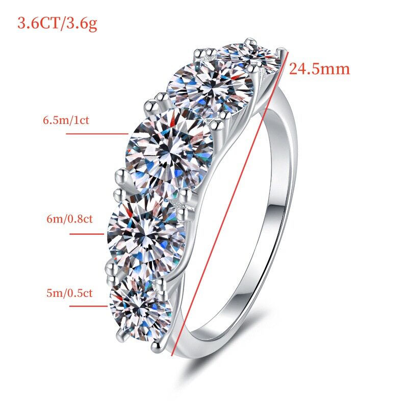 Celestial Wave Five-Stone Moissanite Ring | S925 Sterling Silver