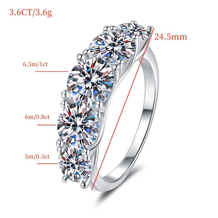 Celestial Wave Five-Stone Moissanite Ring | S925 Sterling Silver