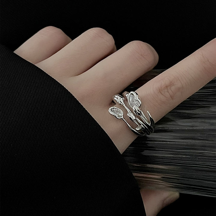 Sterling Silver Tulip Zirconia Ring