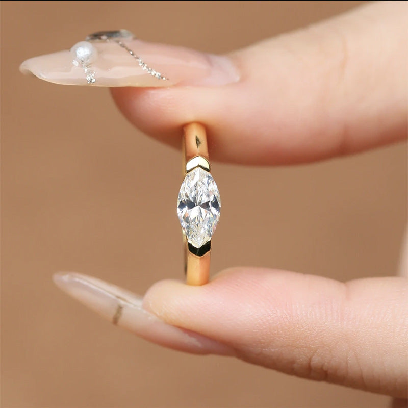 Horse Eye Zirconia S925 Sterling Silver Plated 18k Ring