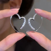 Zirconia Heart Hoop Earrings