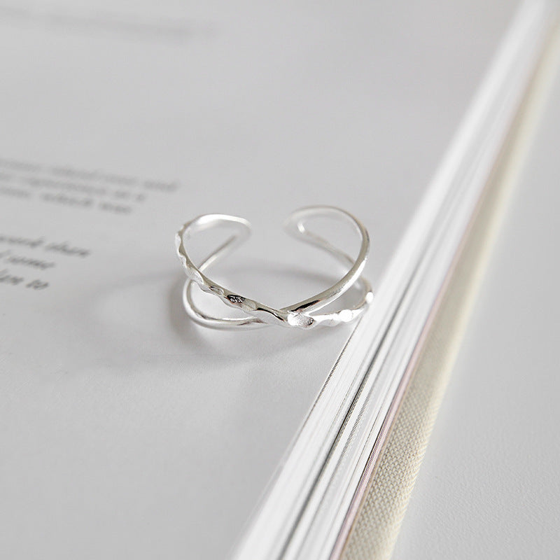 Simple geometric lines 925 sterling silver ring