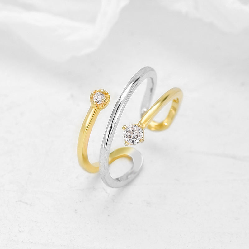 Sterling Silver Multi-Layered Split Color Adjustable Ring