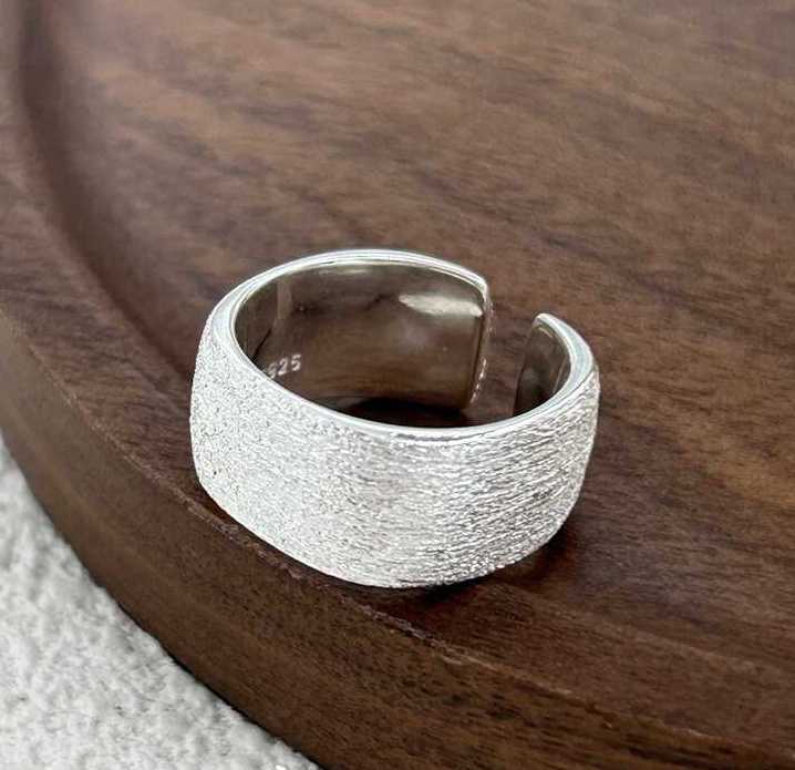 Brushed Textured Wide Band Ring