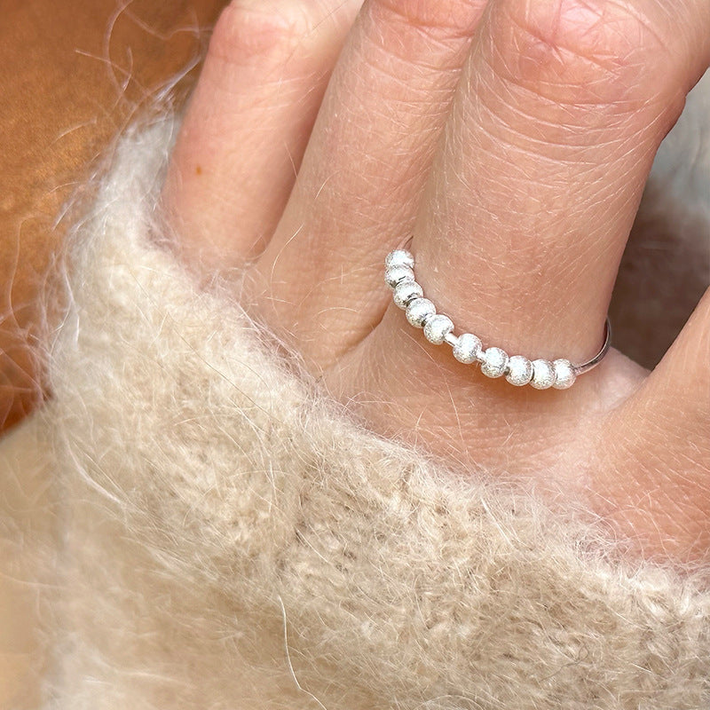Fine Sterling Silver Frosted Bead Ring