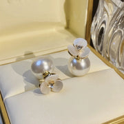 French Sweet Shell Flower Pearl Earrings