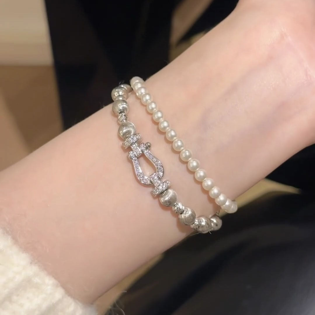 Cat's Eye Horseshoe-Shaped Diamond Bracelet