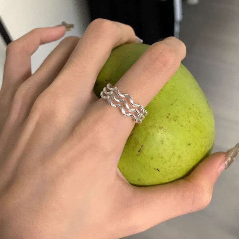 Sterling Silver Triple Wave Ring