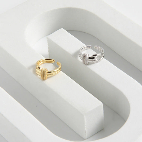 S925 Sterling Silver Ultimate Double Band Matte Sparkling Ring