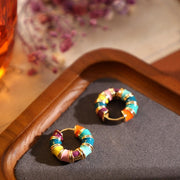 Circle Enamel Colored Earrings
