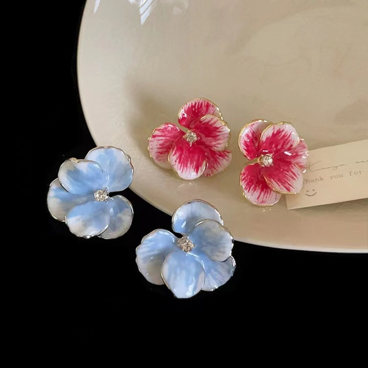 Vintage Oil Painting Flower Earrings